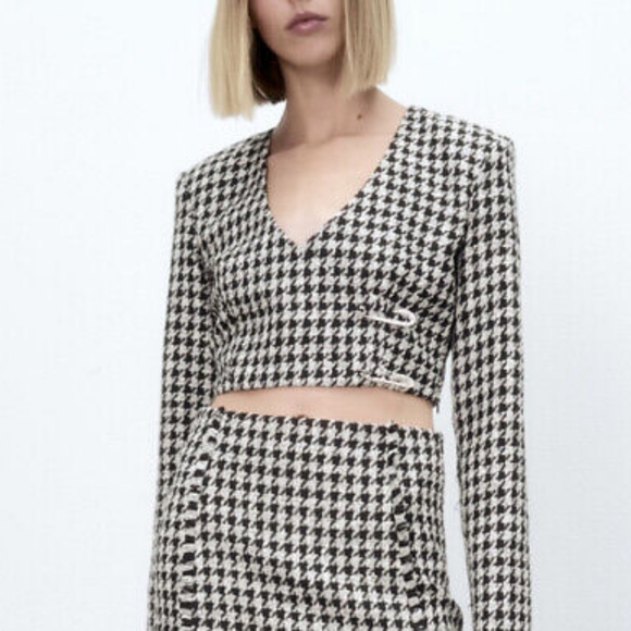 NWT Zara Houndstooth Cropped Blazer - Picture 4 of 5
